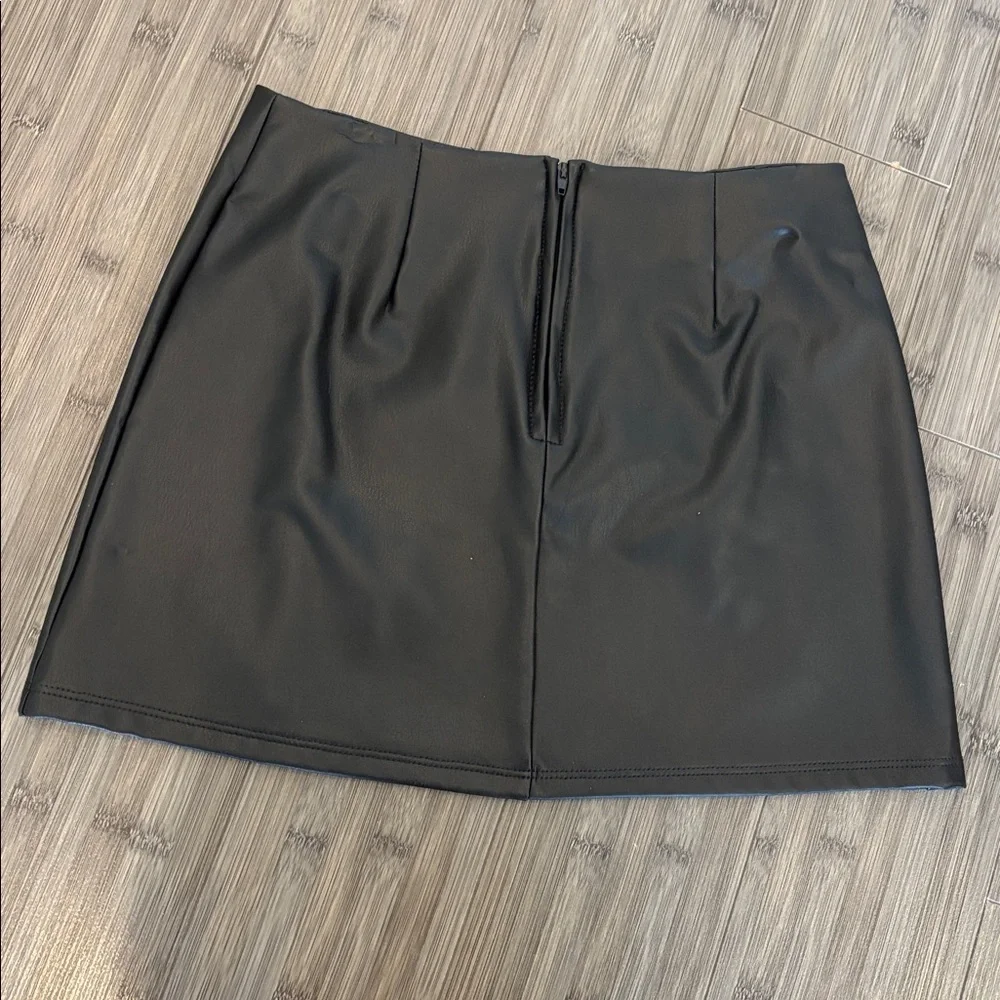 Altar'd State Black Leather mini skirt with slit - Picture 3 of 6